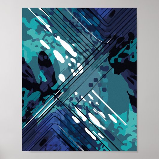 oceanische geometrische fusie poster (Voorkant)