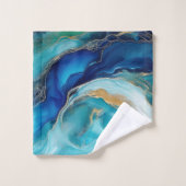 Oceanische harmonie: kobalt en Blauwgroen penseels Bad Handdoek (Wasdoekje)