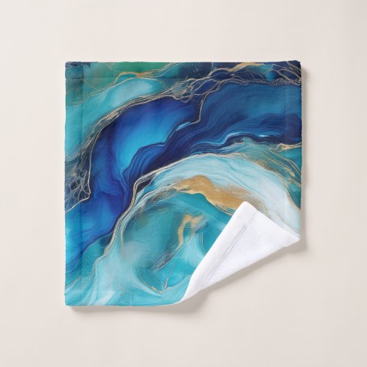 Oceanische harmonie: kobalt en Blauwgroen penseels Bad Handdoek (Wasdoekje)