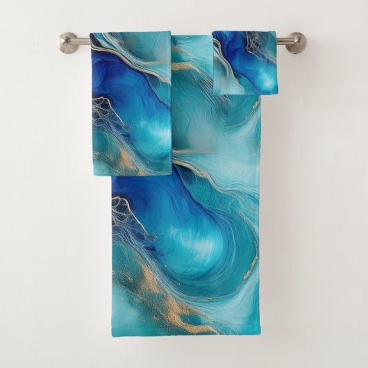 Oceanische harmonie: kobalt en Blauwgroen penseels Bad Handdoek (Insitu)