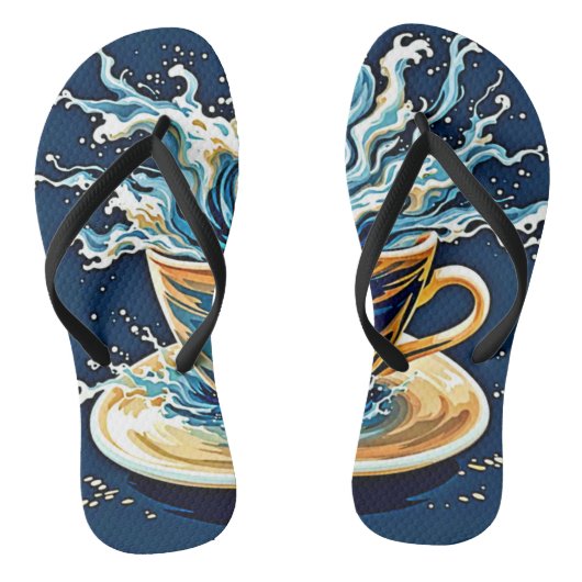 oceanische koffiesplash teenslippers (Voetbed)