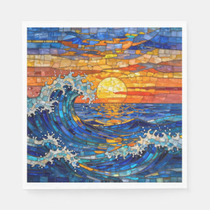 Oceanische kust oceaan golven zonsondergang servet