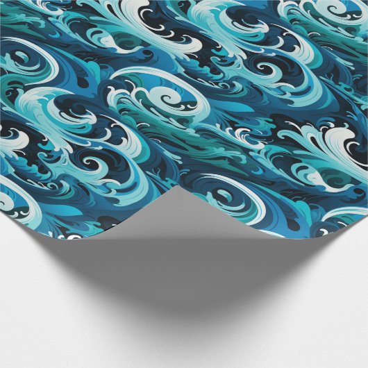 Oceanische Totempolen & Veer Golfontwerp Cadeaupapier (Hoek)