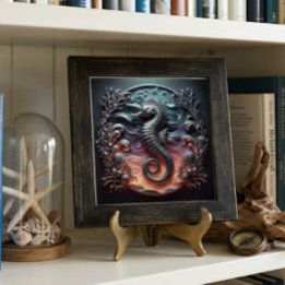 Oceanrif & 3D Zeepaardje Nepmetaal  Tegeltje