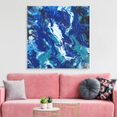 Ocean's Blue op een 24x24 Canvas Acrylacryl Abstra (Insitu (Woonkamer))