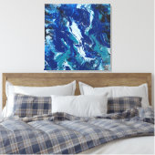 Ocean's Blue op een 24x24 Canvas Acrylacryl Abstra (Insitu (Slaapkamer))