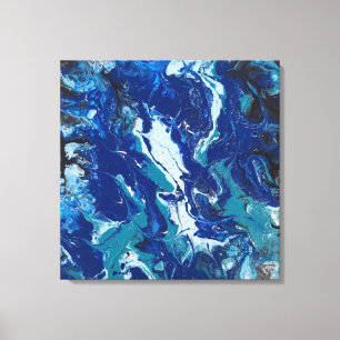 Ocean's Blue op een 24x24 Canvas Acrylacryl Abstra Afdruk