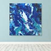 Ocean's Blue sur une toile 24x24 Acrylique Abstrai (Insitu (Plancher de Bois))