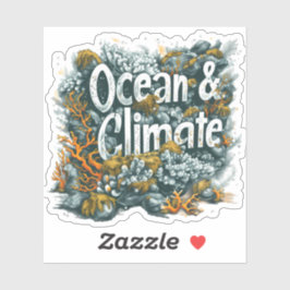 Oceans Day - Oceaan en klimaat Tekst met koraal Sticker