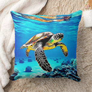 Ocean's Embrace: Zee Turtle's Journey Kussen