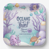 Oceans of Fun Zeemeermin Verjaardag V1 ID1142 Papieren Bordje (Voorkant)
