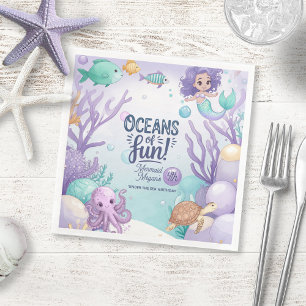 Oceans of Fun Zeemeermin Verjaardag V1 ID1142 Servet