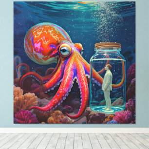 Ocean's Silent Captive beroemd gemaakt door Octopu Canvas Afdruk