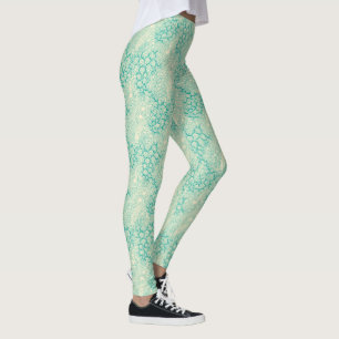 Oceanschelpen Zeegolven Abstract Vintage Patroon Leggings