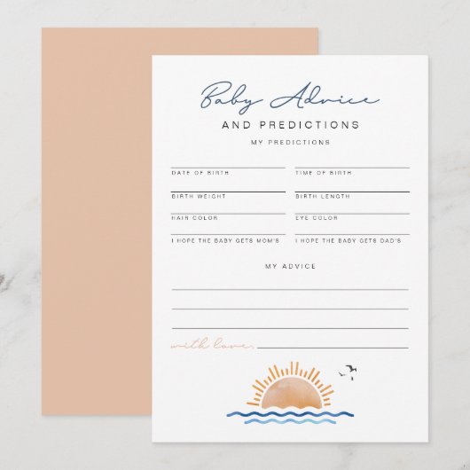 OCEANSIDE Beach Baby Advice and Predictions Kaart (Voorkant / Achterkant)
