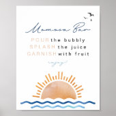OCEANSIDE Beach Tropical Sunset Momosa Bar Sign Poster (Voorkant)