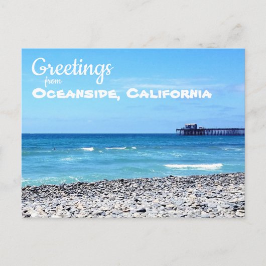 Oceanside California Beach and Pier Briefkaart (Voorkant)