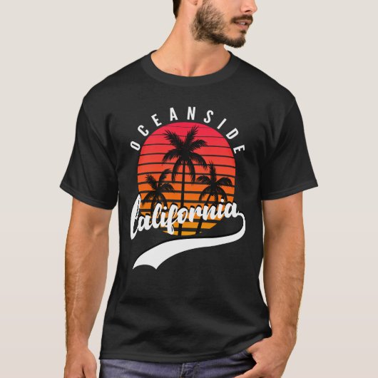 Oceanside, California Retro Sunset T-Shirt Homme (Devant)