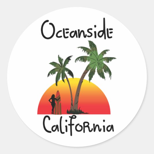 Oceanside California Ronde Sticker (Voorkant)