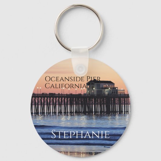 Oceanside Pier California Gepersonaliseerd Sleutelhanger (Voorkant)