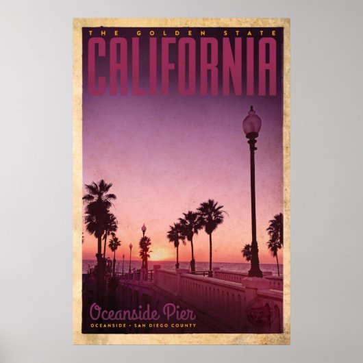 Oceanside Pier Travel Poster (Voorkant)