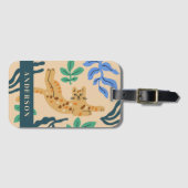  Ocelot Cat & Matisse bladeren Bagagelabel (Voorkant (horizontaal))