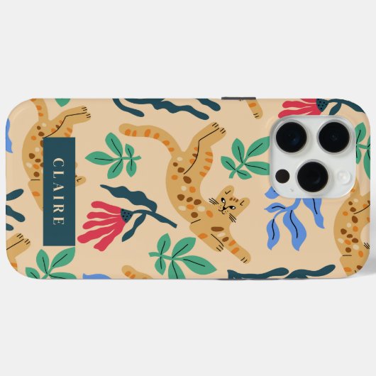  Ocelot Cat & Matisse bladeren Case-Mate iPhone Case (Achterkant (horizontaal))