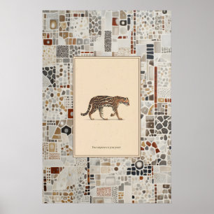 Ocelot Dieren Illustratie Citaat Poster Met Patroo