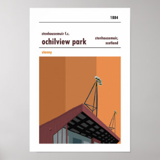 Ochilview Park, Stenhousemuir. Stadium afdrukken. Poster