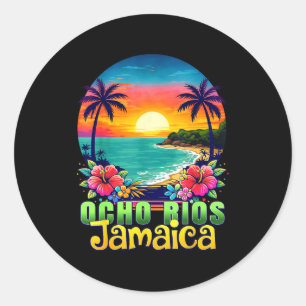 Ocho rios jamaica strand tropische zonsondergang z ronde sticker