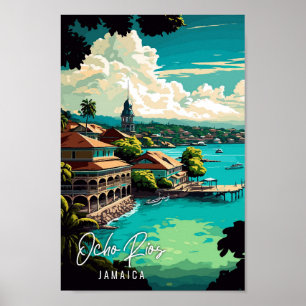 Ocho Rios Jamaica vintage reisillustratie Poster