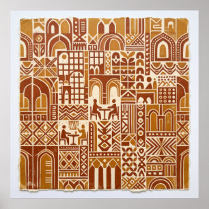 Ochre Folk Architectuur Patroonaffiche Poster