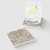 Ochre Ikat I Stenen Onderzetter (Zijkant)