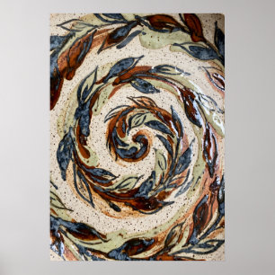 Ochre Olijfblad Patroon Poster
