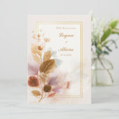 Ochre Pink Translucent Botanical Frame Wedding Kaart (Staand voorkant)