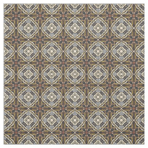 Ochre Taupe Brown Grey Bali Batik Style Patroon Stof