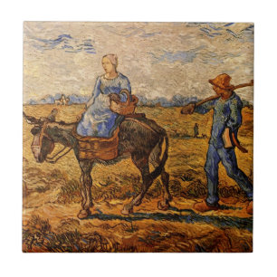 Ochtend, boerenkoppel door Vincent van Gogh Tegeltje