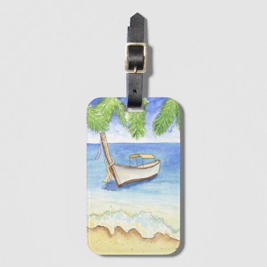 Ochtend in Bali Waterverf Bagagelabel (Voorkant (verticaal))