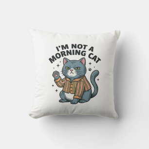 Ochtend Kat Vintage Gravure Grappige Kat T-Shirt D Kussen