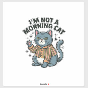 Ochtend Kat Vintage Gravure Grappige Kat T-Shirt D Sticker
