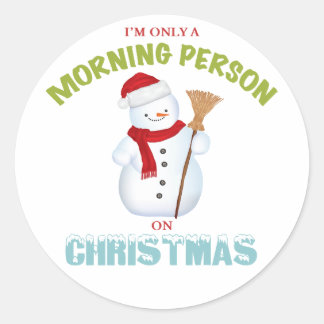 Ochtend Persoon op Kerst Ronde Stickers