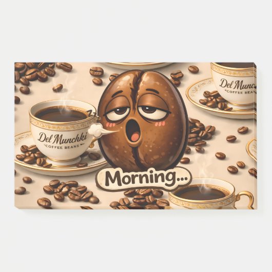 Ochtend, slaperige koffieboon grappige relateerbar post-it® notes (Voorkant)