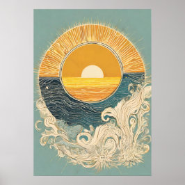 Ochtend Zonlicht Zon Illustratie Wall Art Poster