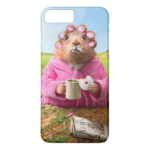 Ochtendbosmarmot met ontbijtdonut en koffie iPhone 8 plus / 7 plus hoesje