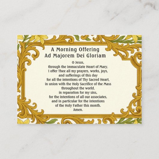 Ochtendgebed met AMDG en engelen Visitekaartje (Achterkant)