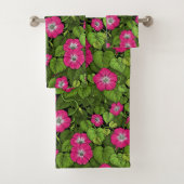 Ochtendglorie in roze en groen bad handdoek (Insitu)
