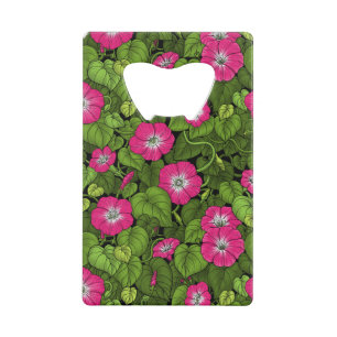 Ochtendglorie in roze en groen kredietkaart flessenopener