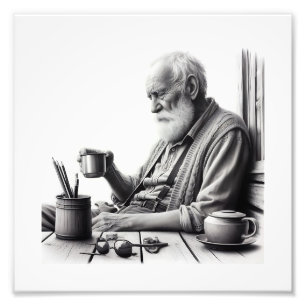 ochtendkoffie moment zwart en wit foto afdruk