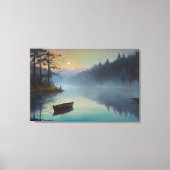 Ochtendlandschap van een rivier in een mistig bos canvas afdruk (Voorkant)