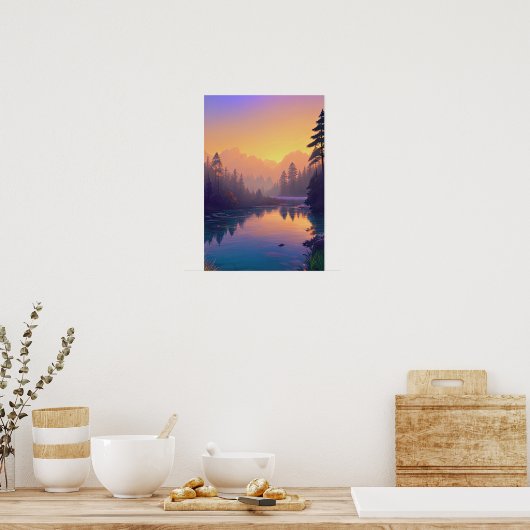 Ochtendmist in het Serene Pine Forest Poster (Keuken)